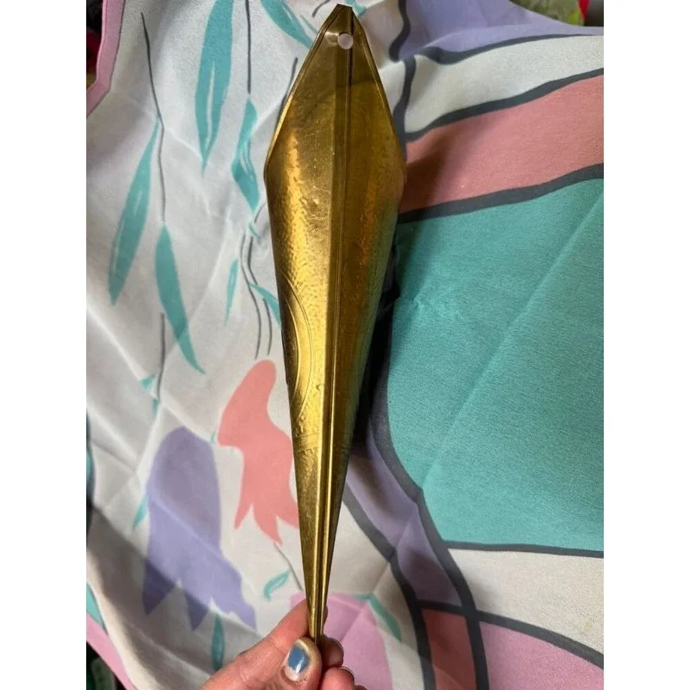 Vintage Brass Wall Pocket Cone Vase - 11